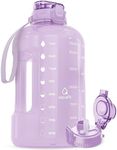 AQUAFIT 1 Gallon Water Bottle with Time Marker - BPA Free 128 oz Water Bottle with Straw, Gym Water Bottle with Handle, 1 Gallon Water Jug, Big Water Bottle, Large Water Bottle (Purple Haze)