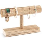 ProCase Bracelet Holder Display Stand Bracelet Organizer, Wooden Bracelet Display Rack for Selling, Wood T-bar Bangle Storage Watch Tower for Business Vendors- 1 Tier, Nature