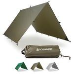 AquaQuest Guide Tarp – Ultralight Waterproof (5,000 mm) Seam‑Taped 40D Ripstop Rain Fly for Backpacking, Stealth Camping & Thru‑Hiking – 10×10 Olive Drab