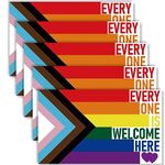 5 PCS Everyone Is Welcome Here Progress Pride Flag Sticker,LGBTQ Rainbow Banner Decal For Car Bumper Window Laptop