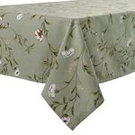 Arquiel Vintage Floral Tablecloth, Rectangle Flower Green Fabric Table Cloth, Wrinkle Free Durable Table Cover for Kitchen Dining Parties(Green, 140x180cm)