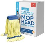 Commercial Mop Head Replacement – 1 Pack Large Yellow Microfiber Tube Mop (18 oz.) | Industrial Wet Mops | Washable Refill, Reusable, Heavy Duty, Looped End Mopheads | Hardwood, Concrete