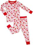 LollyBanks Toddler Pajamas, Long Sleeve Toddler Sleepers for Girls, Lightweight 95% Viscose and 5% Spandex, Snug Fit Two-Piece Pajama Set, Stretchy and Breathable Baby Pajamas 2T (Cherry Print)