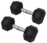 MuscleSquad Hex Rubber Dumbbell Pairs (15kg) | Durable Easy Grip Dumbbell Weights for Home Workouts