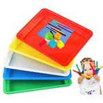 CYYSHR 5 Pcs Plastic Serving Tray Play Art Activity Trays Anti-Slip Crafts Organizer for Crafts, DIY Projects, Painting, Beads - 28 x 21 x 3cm, Yellow, blue, multicolor, white, green, red