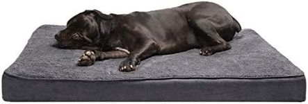 Furhaven Pet Dog Bed - Deluxe Orthopedic Mat Snuggle Terry and Suede Traditional Foam Mattress Pet Bed with Removable Cover for Dogs and Cats, Gray, Jumbo Plus