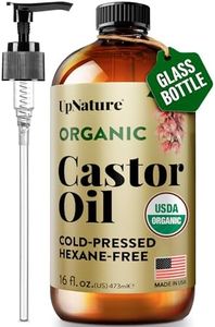 UpNature Organic Castor Oil in Glass Bottle (16 oz) 100% Pure Cold Pressed Unrefined Castor Oil for Hair Growth Support – Eyebrow Eyelash Growth Serum (Hexane Free)