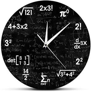 The Geeky Days Math Equations and Notations Mathematics Chalkboard Geek Battery Operated Wall Clock Silent Non-Ticking Quartz Clock Educational Gifts for Kids Teachers School Classroom Decor,12inches