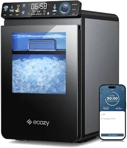 ecozy Smart Nugget Ice Maker Countertop, First Full-Color Smart Panel Ice Machine with APP Control, Double-Layer Insulation, 44 lbs/24H Soft Pellet Chewable Ice, Pull-Out Water Tank, Self-Cleaning