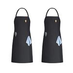 Weavric Unisex Bib Apron with 3 Pockets, Black, Washable, 32x28 Inch 81x 71 cm, with Long Ties for Women Men Chef, Kitchen, Crafting, Drawing, Pack of 2