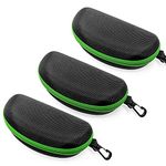 EKdirect 3pcs Sunglasses Case Hard Protective Eyewear Eyeglasses Glasses Box with Zip Hook (Green)