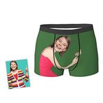 Jinlinjew Custom Face Funny Boxer Briefs for Men Boyfriend, Personalized Printed Photo Girlfriend Faces Funny Novelty Shorts Xmas Underwear Lover Flat Pants