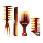 4 Piece Men Professional Styling Comb Set for Slicked-Back, Undercut, Mohawk, Fauxhawk, Bowl Cut, Quiff Hairstyle,amber