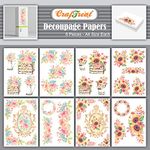 CrafTreat Sunflower Decoupage Paper for art and craft - Beautiful flower and Sunflower Vintage - 8 Pcs - Size A4 - Floral decoupage sheets - Floral Decoupage Paper for Art and Craft