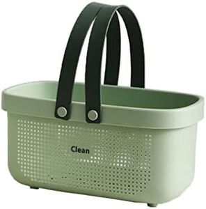 kamuavni Medium Bathroom Caddy,Portable Shower Caddy Green,Plastic Bathroom Organizer Basket, Waterproof Shower Storage, Dries Quickly with Drainage Holes 12.4 * 6.14 * 7inch - Light Green