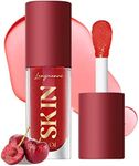 BANGFENG Big Brush Head Hydrating Lip Glow Oil Plumping Lip Tint, Hydrating Lip Gloss Tinted Lip Balm Transparent Lip Care, Long Lasting Nourishing Non-sticky Fresh Texture (Cherry)