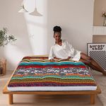 MAXYOYO Bohemian Retro Floor Mattress Vintage Floral Japanese Futon Mattress Thick Roll Up Thicken Sleeping Bed Portable Camping Mattress Floor Lounger Couch Bed Mattress Pad, Double Size