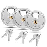 STARVAST 3 Pack Discus Padlock 70mm Stainless Steel Round Padlocks with Keys for Indoor and General Purpose Application