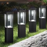 Joomer 4-Pack Solar Lights Outdoor Pathway Lights Waterproof LED Landscape Lighting for Garden, Lawn, Walkway, and Driveway Decoration (White)