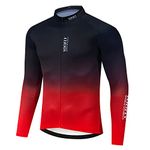 Road Bike Jersey Mens Long Sleeve Reflective Cycling Shirts Full Zipper Bicycle Clothes Tops Blue Red X-Large