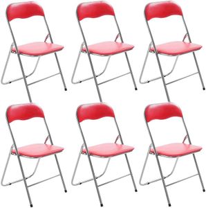 VIRSUS Sedia pieghevole colore ROSSO 346, misura aperta 44x48x78 cm, sedie salvaspazio, seduta in PVC Imbottita, piedi antiscivolo, per giardino, cucina, ufficio, campeggio (6)