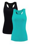beautyin Camisole with Shelf Bra for Women Racer Back Long Sleep Tank Pack M