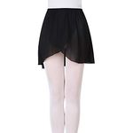 EASTBUDDY Ballet Wrap Skirt Chiffon Dance Skirt with Elastic Waistband for Girls&Women Black Medium