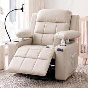 Power Swivel Recliner Chair with Adjustable Armrest, Nursery Rocking Chair