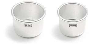 Prime Bakers and Moulders Aluminium Cake Moulds Mini For Microwave Oven - (3, 4 Inch Diameter And 3 Inch Depth), Silver