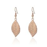 Dangle Earring for Women,Leaf Drop Earring with Girls Rose Gold or Silver Plated Earring Stainless Steel Earring (Rose Gold)