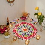 Island Rangoli Bhavy Design 16 inches | Crochet Series | Available in 2 More Sizes - 22'' & 46'' | Rangoli Mat | Floating Rangoli (16 inches)