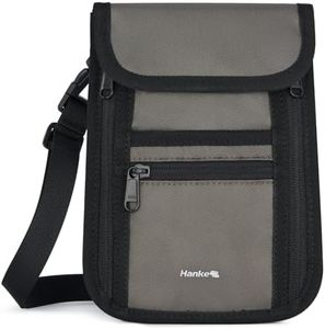 Hanke Passport Holder for Travel, Neck Wallet Travel Pouch for Women and Men, Lightweight Easy to Conceal (Dark Grey)