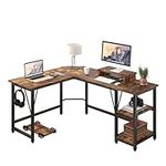 TREETALK Computer desk, L-shaped Corner Desk with 2-Layer Storage,Large PC Laptop Table with Monitor Stand and CPU Stand,Gaming Desk Writing Table for Office Home (Rustic Brown)