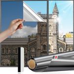 HOMTOL One Way Window Film,One Way Mirror Window Film Daytime for Home and Office,43.3"*236.2”Static Cling Window Film for One Way,UV Protection Reflective Window Film,Tinted Window Film(Silver Black)