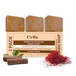Cellx Soaps Sandalwood & Saffron Magic Soaps For Bath (300 Gms Pack Of 3) | Paraben Free | Chandan & Kesar Bath Soap | Handmade Soap For Glowing | Skin Brightening Soap For Men & Women