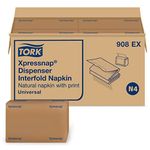 Tork 908EX Universal Xpressnap Dispenser Napkin, Interfold w/Env Print, 1-Ply, 8.5" Length x 13.0" Width, Natural (Case of 12 Packs, 500 per Pack, 6,000 Napkins)