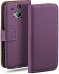 MoEx Flip Case for HTC One M8 / M8s, Mobile Phone Case with Card Slot, 360-Degree Flip Case, Book Cover, Vegan Leather, Indigo-Violet