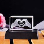 Crystal Best Sister Gifts from Sister, Crystal Engraved 3D Heart in Hands Funny Night Light Ornament for Sisters from Brother on Christmas Birthday