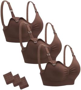 Stelle Nursing Bras Maternity Bra for Breastfeeding Pregnancy Wireless Bralette with Pads, Extenders (3 Cocoa,L)