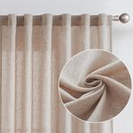 jinchan Linen Curtains for Living Room Drapes Rod Pocket Back Tab Linen Blend Window Treatments Curtain Panels for Bedroom Patio Door 1 Pair Taupe