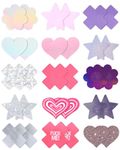 CICKEE Pasties Rave, 15 Pairs Pasties Nipple Covers Pack Pink Boob Stickers Cute Star Flower Heart Pasty for Nipples - Purple Pink