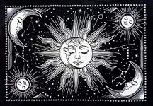 DRAVY HANDICRAFTS Mandala Tarot Sun Cotton Wall Hanging Tapestry (Black, 40X30 Inches)