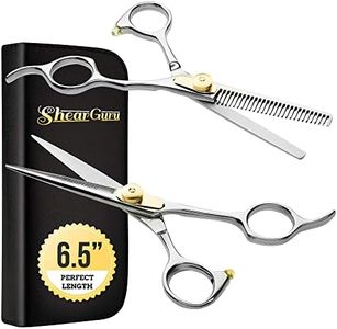 ShearGuru Professional Barber Kit/Salon Haircut Scissors Cutting Set - 6.5"-Straight Edge Razor Sharp Barber Scissors + Texturizing Thinning Shears Styling Hair for Women Men