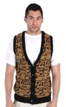 Costume Agent 80's Movie Button Up Costume Sweater Vest (Adult Medium) Black, Gold