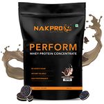 NAKPRO Perform Whey Protein Concentrate 1kg Cookies & Cream | 24g Protein, 5.3g BCAA | Trustified Certified 100% Authentic Supplement Powder & No Adulteration | Fast Absorbing Whey Protein Powder