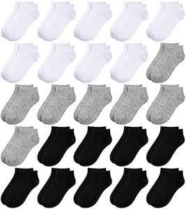 BOOPH 25Pack Kids Low Cut Ankle Socks Boys Girls Half Cushion Athletic Sock 6-8 Years Multi1
