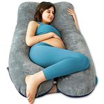 Queen Rose Pregnancy Pillow, U Shaped Pregnancy Pillow for Sleeping, Full Body Maternity Pillows for Pregnant Women with Removable Cover, Blue and Gray