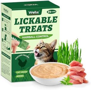 Wellix Lickable Cat Treats Healthy - Grain-Free Chicken&Cat Grass Flavor Kitten Snacks (24 Count) - Squeezable Up Cat Treats for Hairball Control&Gut Healthy