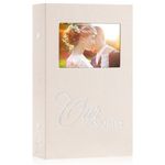 Lanpn Photo Albums 4x6 300 Pockets Slip in, OURMEMORIES Linen Hardcover Window Photo Book Photobook Holds 300 horizontal Photos (Beige)