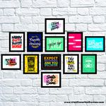 Creative Arts n Frames Avant Garde Set of 12 Framed Poster || Each Frame Size - 7 x 9 inch | (Motivational, Multicolour)